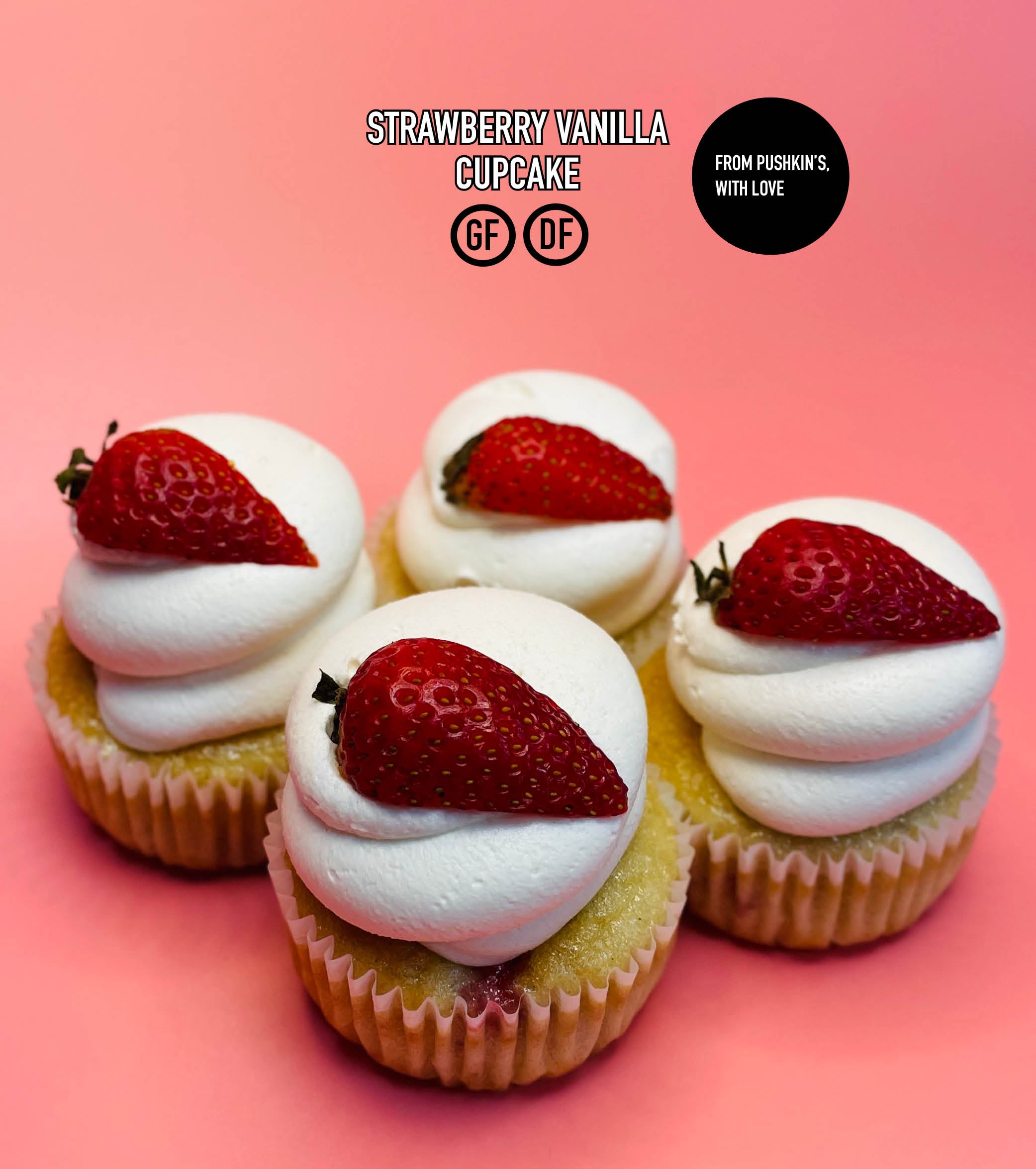 Strawberry Vanilla Cupcakes (4 PACK)